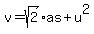 v+=+sqrt%282%29as%2Bu%5E2