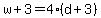 w%2B3=4%28d%2B3%29