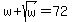 w%2Bsqrt%28w%29+=+72