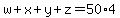 w%2Bx%2By%2Bz=50%2A4