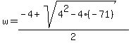w=%28-4%2Bsqrt%284%5E2-4%28-71%29%29%29%2F2