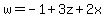 w=+-1%2B3+z+%2B2x