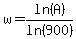 w=ln%28A%29%2Fln%28900%29