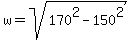 w=sqrt%28170%5E2-150%5E2%29