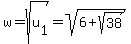 w=sqrt%28u%5B1%5D%29=sqrt%286%2Bsqrt%2838%29%29