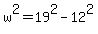 w%5E2=19%5E2-12%5E2