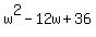 w%5E2-12w%2B36