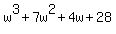 w%5E3+%2B+7w%5E2+%2B+4w+%2B+28