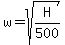 w+=+sqrt%28H%2F500%29