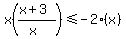 x%28%28x%2B3%29%2F%28x%29%29%3C=+-2%28x%29