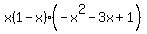 x%281-x%29%28-x%5E2-3x%2B1%29