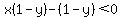 x%281-y%29-%281-y%29+%3C+0