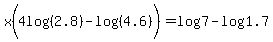 x%284log%28%282.8%29%29-+log%28%284.6%29%29%29=log%287%29-log%281.7%29