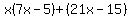 x%287x-5%29%2B%2821x-15%29