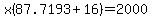 x%2887.7193%2B16%29=2000