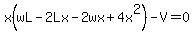 x%28wL-2Lx-2wx%2B4x%5E2%29-V=0