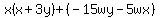 x%28x%2B3y%29%2B%28-15wy-5wx%29