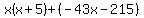 x%28x%2B5%29%2B%28-43x-215%29