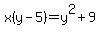 x%28y+-+5%29=+y%5E2%2B+9