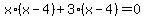 x%2A%28x+-+4%29+%2B+3%2A%28x+-+4%29+=+0