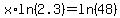 x%2A+ln%282.3%29+=+ln%2848%29