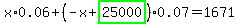 x%2A0.06%2B%28-x%2Bhighlight_green%28+25000+%29%29%2A0.07=1671