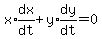 x%2Aexpr%28dx%2Fdt%29%2By%2Aexpr%28dy%2Fdt%29=0
