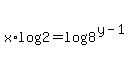 x%2Alog%282%29=++log%288%5E%28y-1%29%29