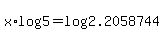 x%2Alog%285%29=log%282.2058744%29