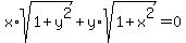 x%2Asqrt%281%2By%5E2%29%2By%2Asqrt%281%2Bx%5E2%29=0