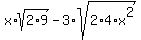 x%2Asqrt%282%2A9%29-3%2Asqrt%282%2A4%2Ax%5E2%29