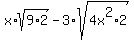 x%2Asqrt%289%2A2%29-3%2Asqrt%284x%5E2%2A2%29