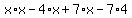 x%2Ax+-4%2Ax+%2B+7%2Ax+-7%2A4