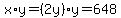 x%2Ay=%282y%29y=648