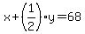x%2B%281%2F2%29y=68