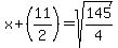 x%2B%2811%2F2%29=sqrt%28145%2F4%29