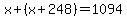 x%2B%28x%2B248%29=1094