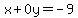 x%2B0y=-9
