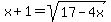 x%2B1=sqrt%2817-4x%29
