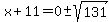 x%2B11=0+%2B-+sqrt%28131%29