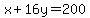 x%2B16y=200