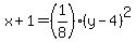 x%2B1=%281%2F8%29%28y-4%29%5E2