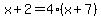 x%2B2+=+4%28x%2B7%29