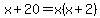 x%2B20=x%28x%2B2%29