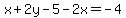 x%2B2y-5-2x=-4