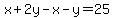 x%2B2y-x-y=25