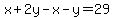 x%2B2y-x-y=29