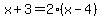x%2B3=2%28x-4%29