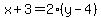 x%2B3=2%28y-4%29