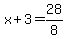 x%2B3=28%2F8